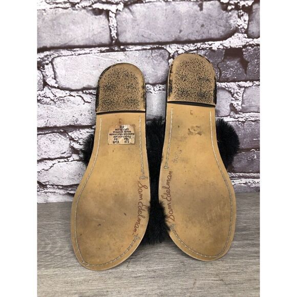 Sam Edelman Griselda Black Faux Fur Strap Slides Sandals Women’s Sz 9M US/39EU - Picture 11 of 15